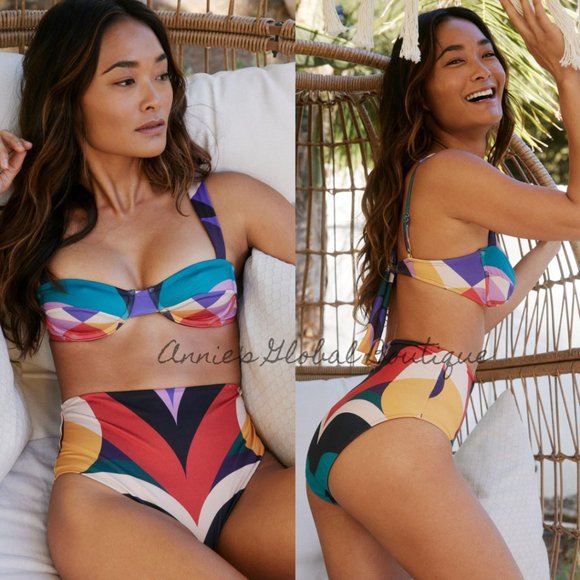 Anthropologie Other - NWT NIP ANTHROPOLOGIE FARM RIO Geometric Back-Tie Bikini Top. Size XS.